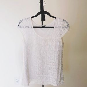 Patterned White Cut Out Blouse